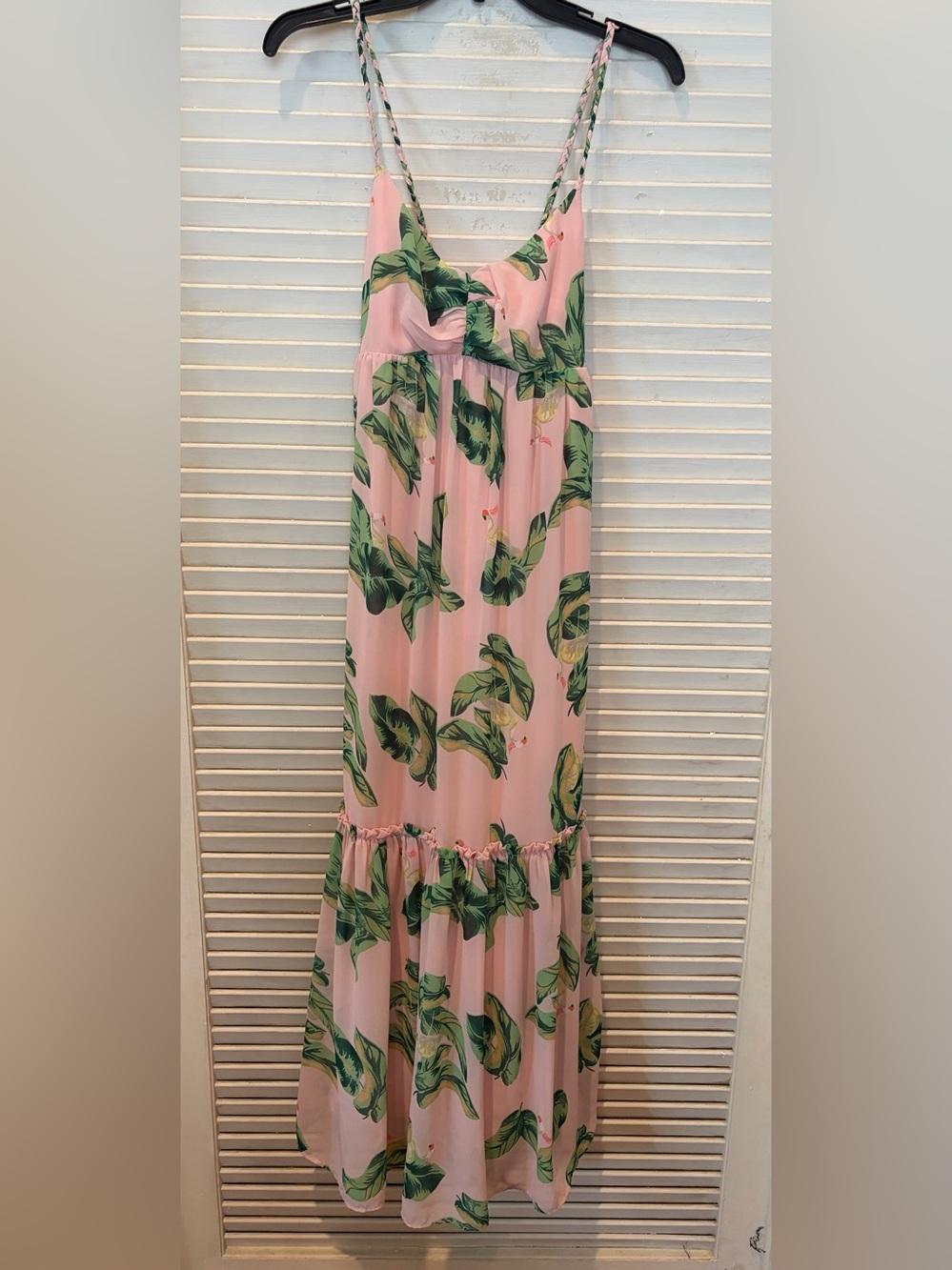 The Webster Miami dress women’s size 10 petite. Pink and green.